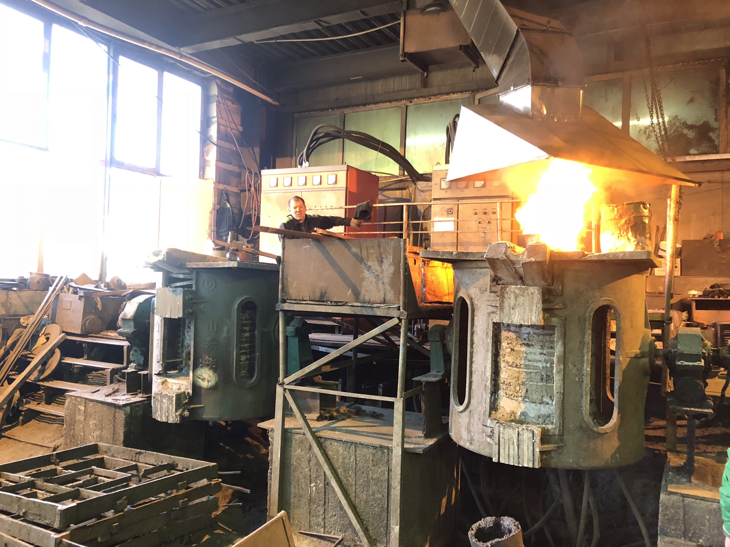 induction melting furnace working site