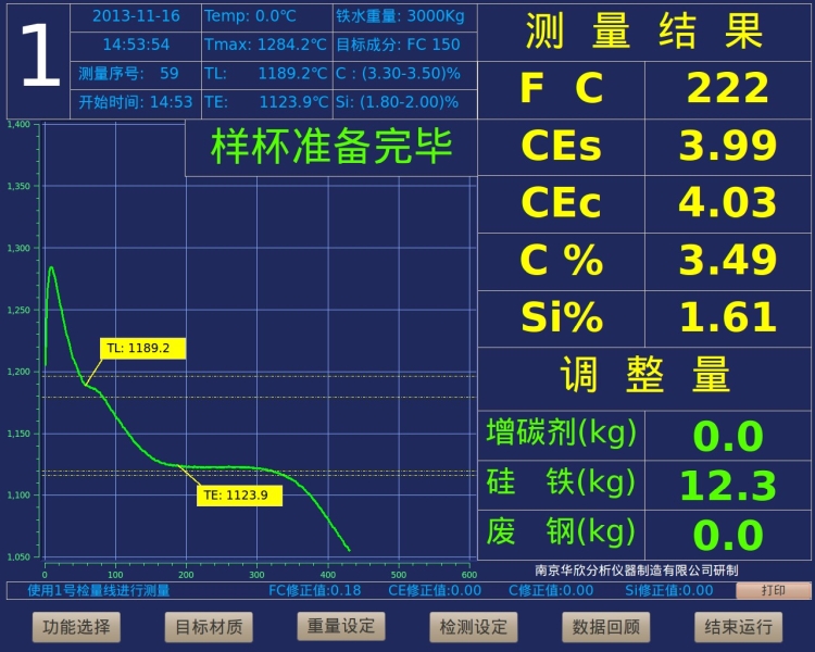 metal analyzer Detection Main Interface